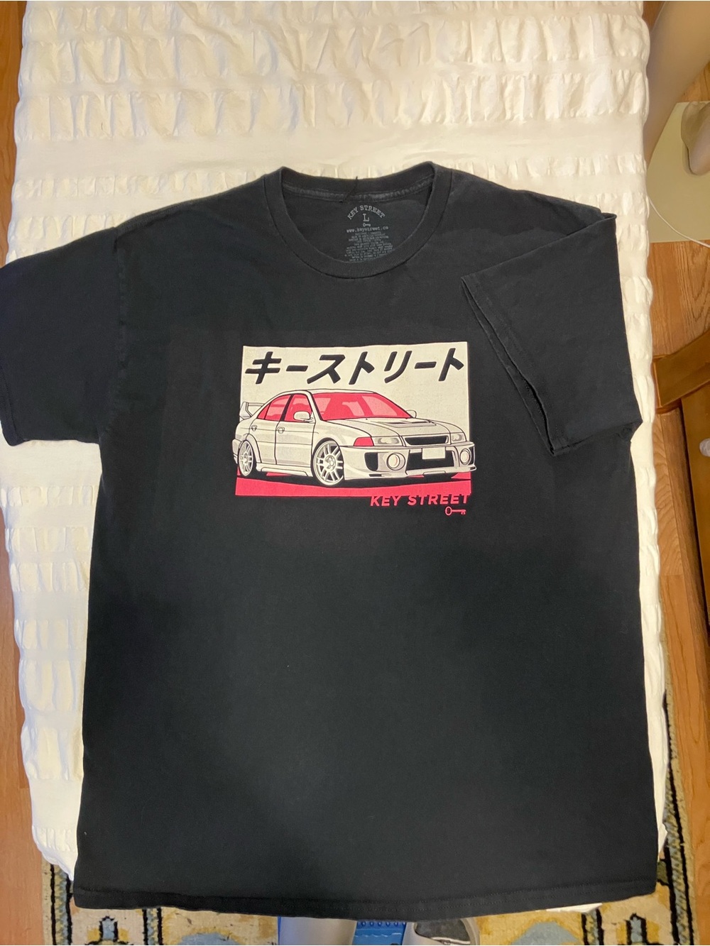 Black Graphic All Cotton Tee with Red Accent